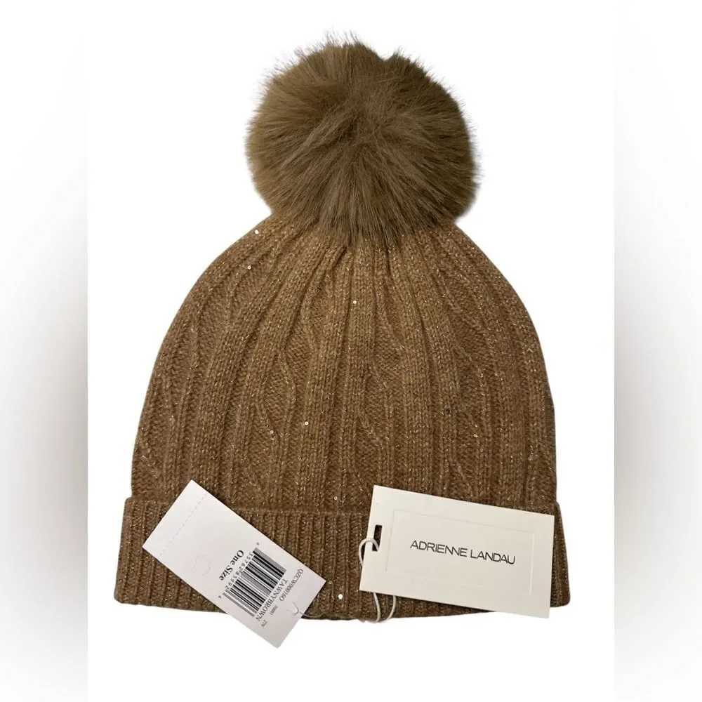 NWT Adrienne Landau Pom Pom Beanie